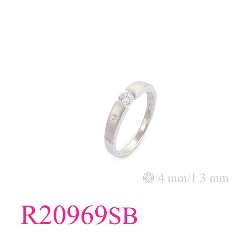 Stone Ring, 4mm, 1.3mm round stones with Sandblast and Silver plated.