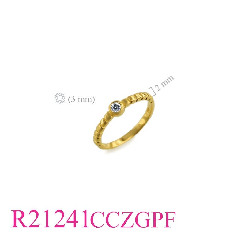 Rings, 3mm round CCZ with Flash Gold plated.