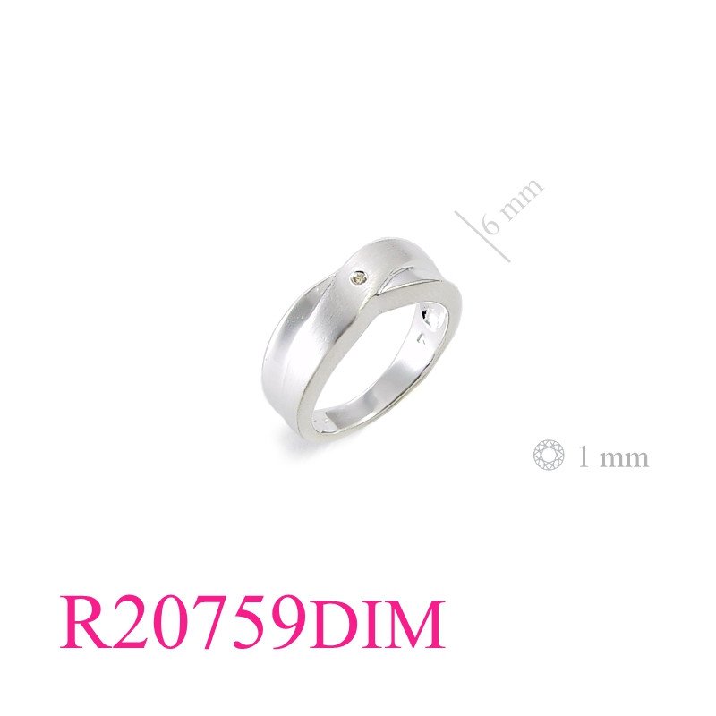 Stone Ring, "X" 2 tone surface with Real diamond.