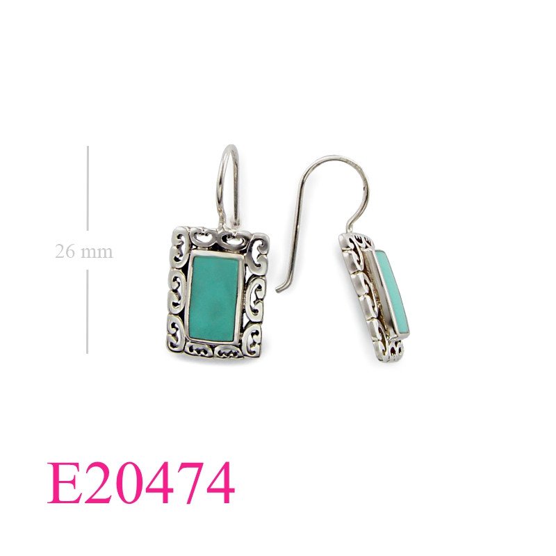 Stone Earrings, rectangle long wire.