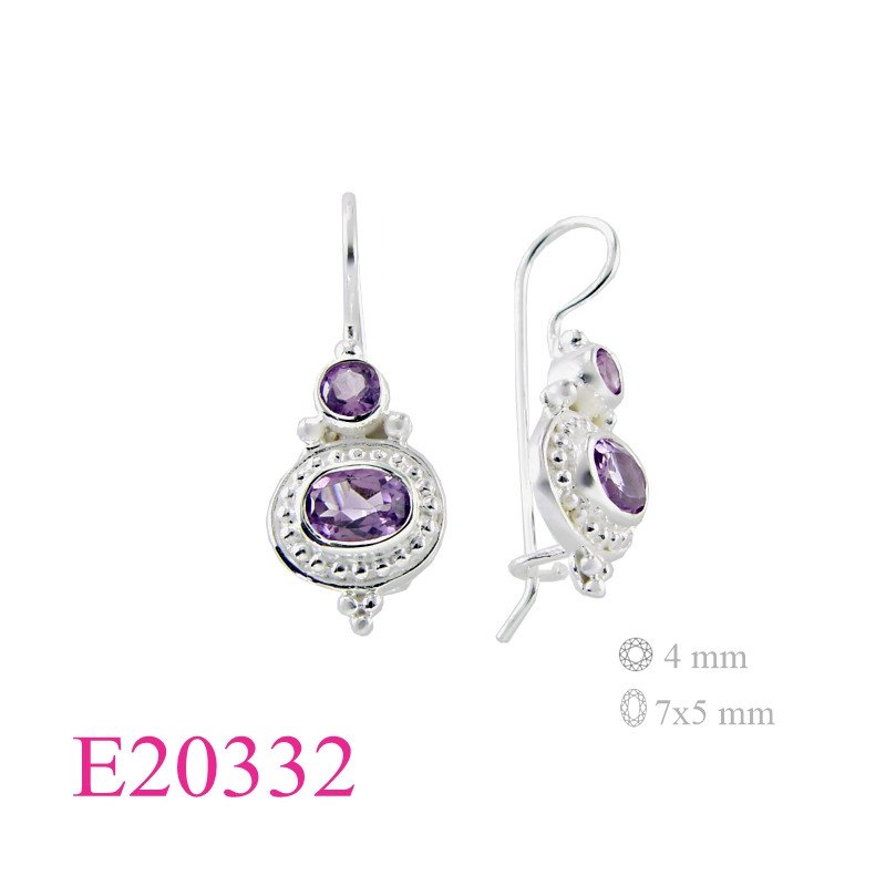 Stone Earrings, 7x5mm oval and 4mm round stone.