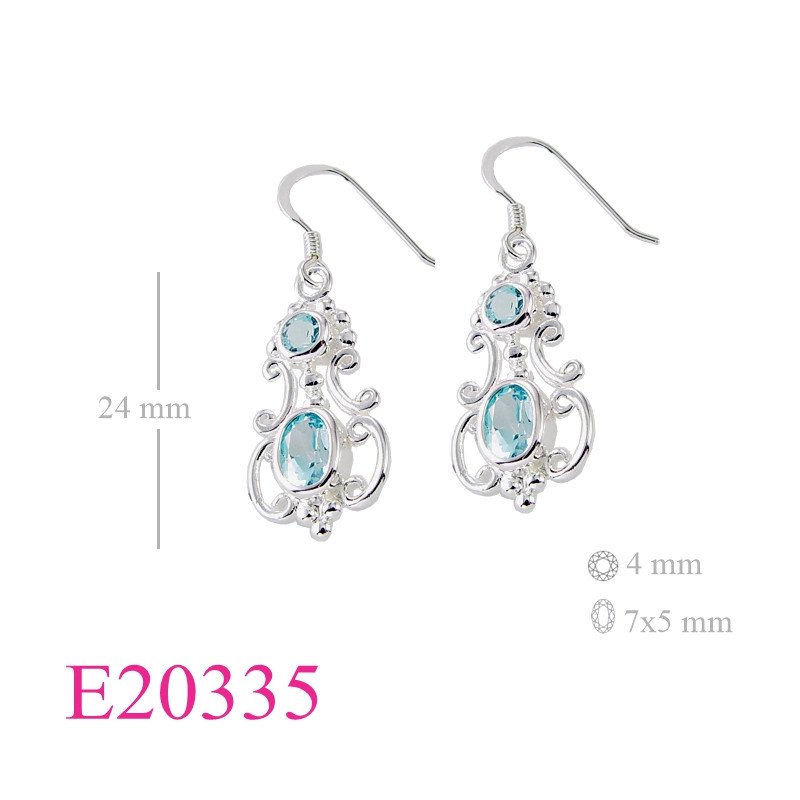 Stone Earrings, classic design with 4mm round and 7x5mm oval stones.