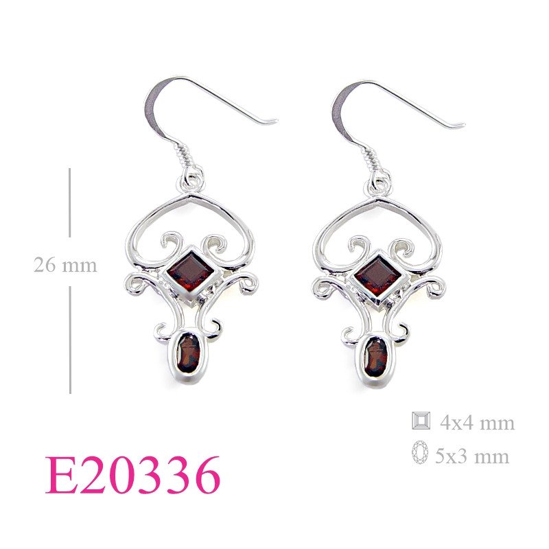 Stone Earrings, classic design with 4mm square and 5x3mm oval stones.