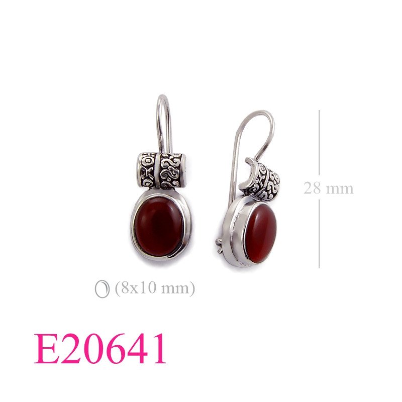 Stone Earrings, oval stone.